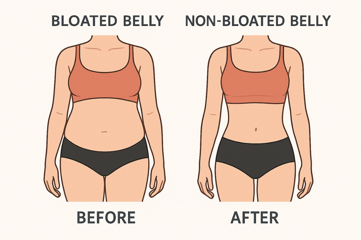 Before and After: Bloated Belly vs Non-Bloated Belly Transformation